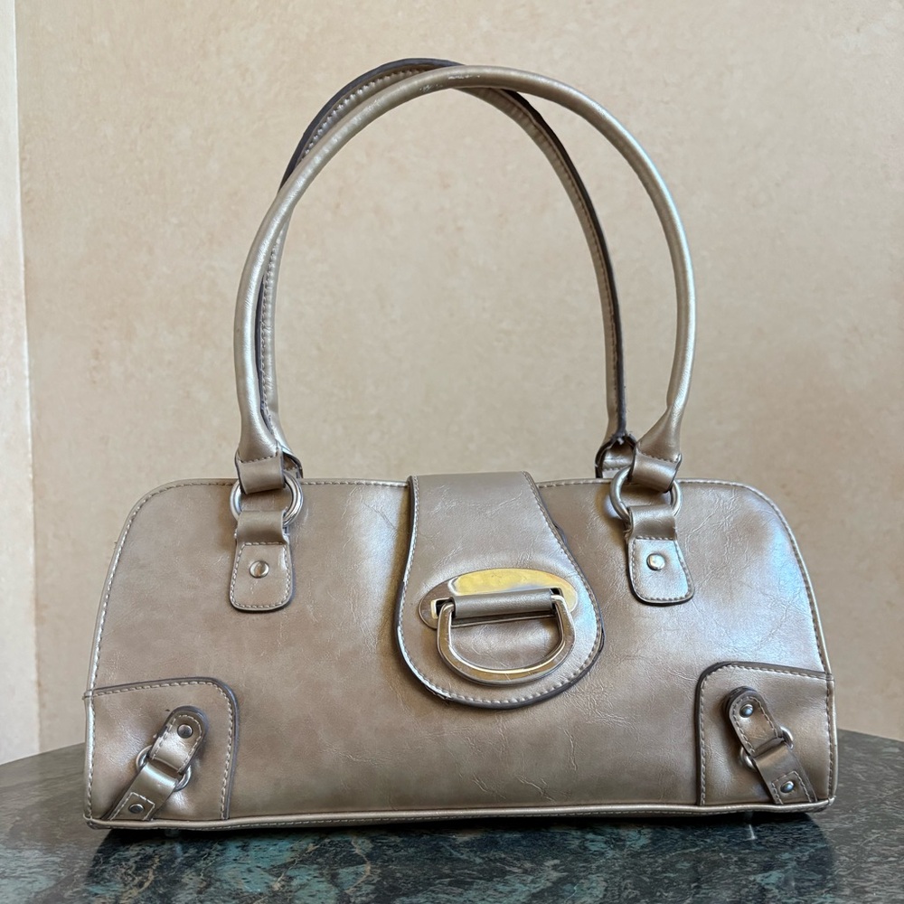 Vintage Metallic Tan Shoulder Bag